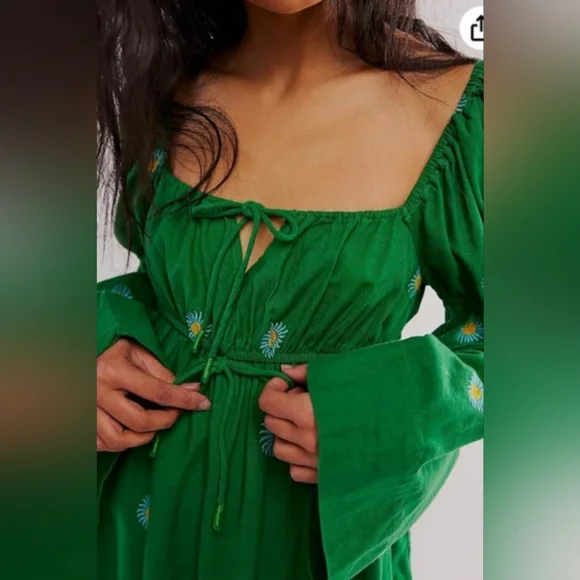 Free People Emory Embroidered Midi Dress Size XS - Picture 4 of 15